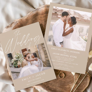 Die Hochzeit von zwei Foto Minimalistisch Terrakot Einladung