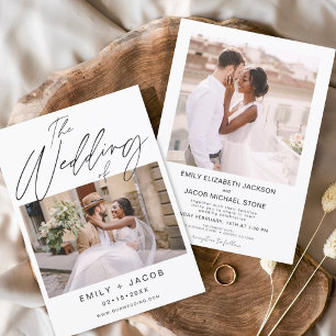 Die Hochzeit von zwei Minimalistischen Foto White Einladung