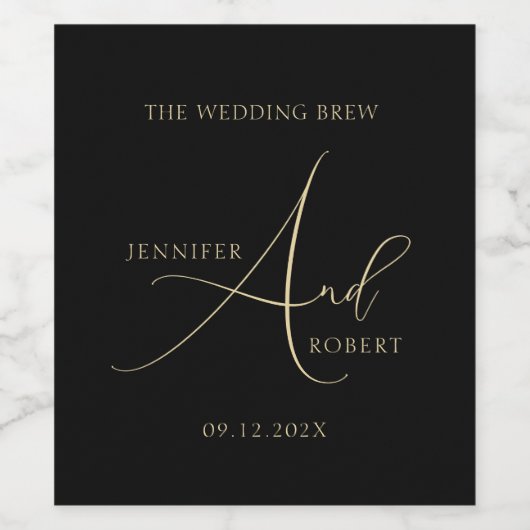 Die Hochzeitsbrauengoldkalligraphie Weinetikett (Einzelnes Label)