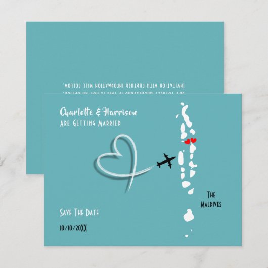 Die Hochzeitsdestination der Malediven Save the Da Date (Vorne/Hinten)