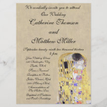 Die Hochzeitseinladung 'Der Kuss' von Klimt Creamy