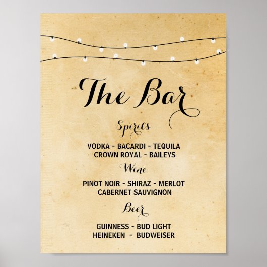 Die Hochzeitsempfehlung der Bar Rustic Lights Poster (Vorne)
