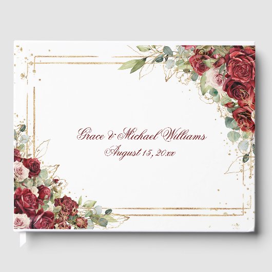 Die Hochzeitsempfehlung der Blushing Bride Rote Ro Gästebuch (Vorderseite)