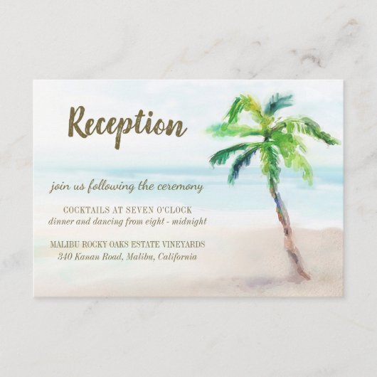 Die Hochzeitsempfehlung des Tropical Beach Palm Tr Begleitkarte (Vorderseite)