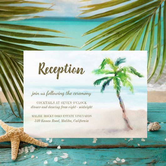 Die Hochzeitsempfehlung des Tropical Beach Palm Tr Begleitkarte