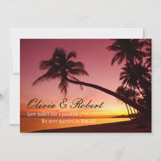 Die Hochzeitsempfehlung des Tropical Beach Sunset  Einladung (Vorderseite)