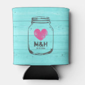 Die Hochzeitsfeier aus türkisfarbenem Holz kann kü Dosenkühler (Rückseite)