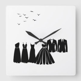 Die Hochzeitsfeier Quadratische Wanduhr