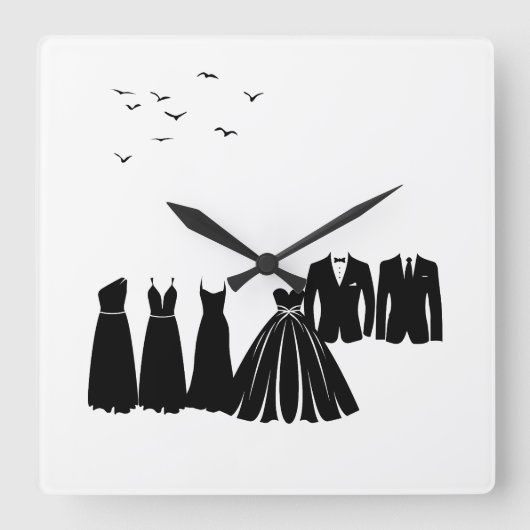Die Hochzeitsfeier Quadratische Wanduhr (Vorderseite)