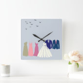 Die Hochzeitsfeier Quadratische Wanduhr (Zuhause)