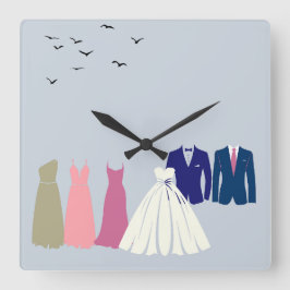 Die Hochzeitsfeier Quadratische Wanduhr