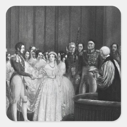 Die Hochzeitsfeier Quadratischer Aufkleber (Vorderseite)