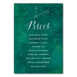 Die Hochzeitskarte der Ggalaxie der Grünsterne Tischnummer