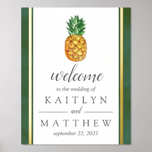 Die Hochzeitskollektion der Ananas mit tropischen Foliendrucke