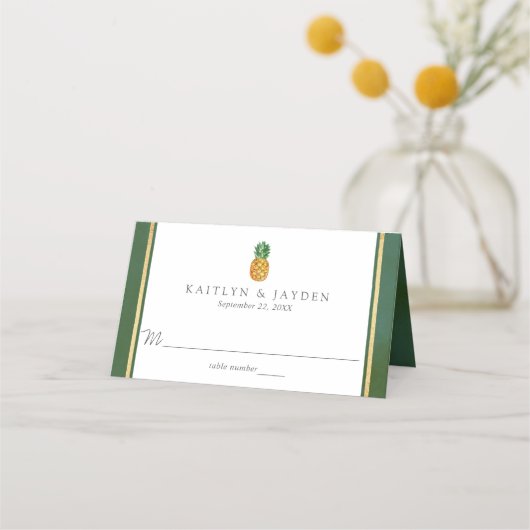 Die Hochzeitskollektion der Ananas mit tropischen  Platzkarte (Vorderseite)