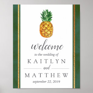 Die Hochzeitskollektion der Ananas mit tropischen Poster