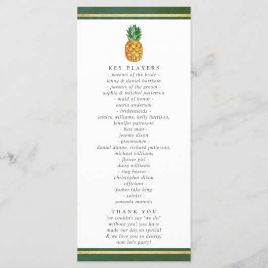 Die Hochzeitskollektion der Ananas mit tropischen  Programm (Rückseite)