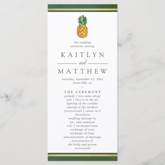 Die Hochzeitskollektion der Ananas mit tropischen Programm (Vorderseite)