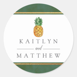 Die Hochzeitskollektion der Ananas mit tropischen  Runder Aufkleber