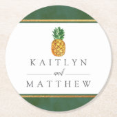 Die Hochzeitskollektion der Ananas mit tropischen  Runder Pappuntersetzer (Vorderseite)