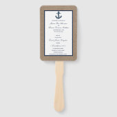 Die Hochzeitskollektion der Marine Anchor Burlap B Fächer (Vorderseite)