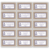 Die Hochzeitskollektion der Marine auf Burlap Beac Aufkleber (Vorderseite)