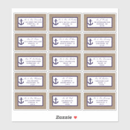 Die Hochzeitskollektion der Marine auf Burlap Beac Aufkleber