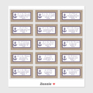 Die Hochzeitskollektion der Marine auf Burlap Beac Aufkleber