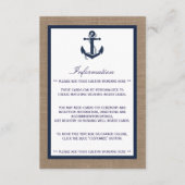 Die Hochzeitskollektion der Marine auf Burlap Beac Begleitkarte (Vorderseite)