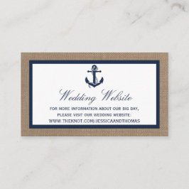Die Hochzeitskollektion der Marine auf Burlap Beac Begleitkarte