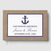 Die Hochzeitskollektion der Marine auf Burlap Beac Gästebuch (Vorderseite)