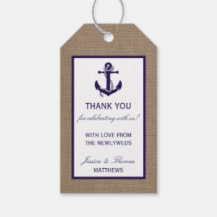 Die Hochzeitskollektion der Marine auf Burlap Beac Geschenkanhänger