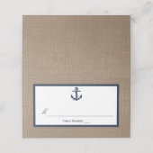 Die Hochzeitskollektion der Marine auf Burlap Beac Platzkarte (Außenseite Aufgefaltet)