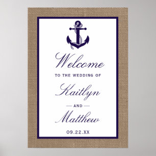 Die Hochzeitskollektion der Marine auf Burlap Beac Poster