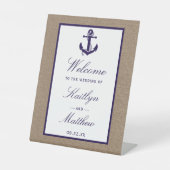 Die Hochzeitskollektion der Marine auf Burlap Beac Sockelschild (Vorderseite)