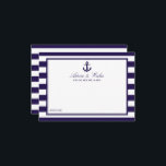Die Hochzeitskollektion der Nautischen Seestreitkr Hinweiskarte<br><div class="desc">Feiern Sie stilvoll mit diesen nautischen Ankerausweisen. Das schlichte, aber stilvolle Design ermöglicht es Ihren Gästen, sich einen Ratschlag zu schreiben, damit Sie in den nächsten Jahren behalten und lesen können. Die Formulierung ist leicht zu personalisieren, sodass diese Karten schnell in Ratenkarten für Brautpartys, Verlobungen, Jubiläen, Abschlüsse und viele andere...</div>