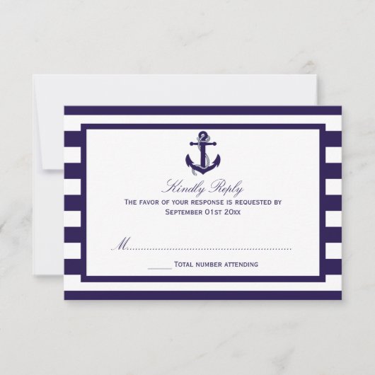 Die Hochzeitskollektion der Nautischen Seestreitkr RSVP Karte (Vorderseite)