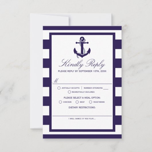 Die Hochzeitskollektion der Nautischen Seestreitkr RSVP Karte (Vorderseite)