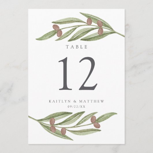 Die Hochzeitskollektion der Olivenzweige Einladung (Rückseite)