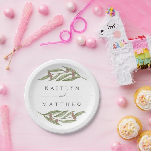 Die Hochzeitskollektion der Olivenzweige Pappteller (Party)