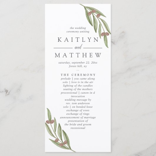 Die Hochzeitskollektion der Olivenzweige Programm (Vorderseite)