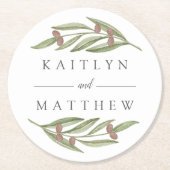 Die Hochzeitskollektion der Olivenzweige Runder Pappuntersetzer (Vorderseite)