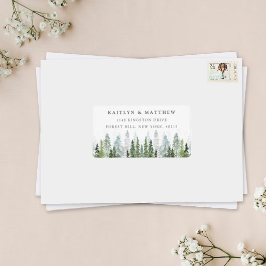 Die Hochzeitskollektion der Pinienwälder Adressaufkleber