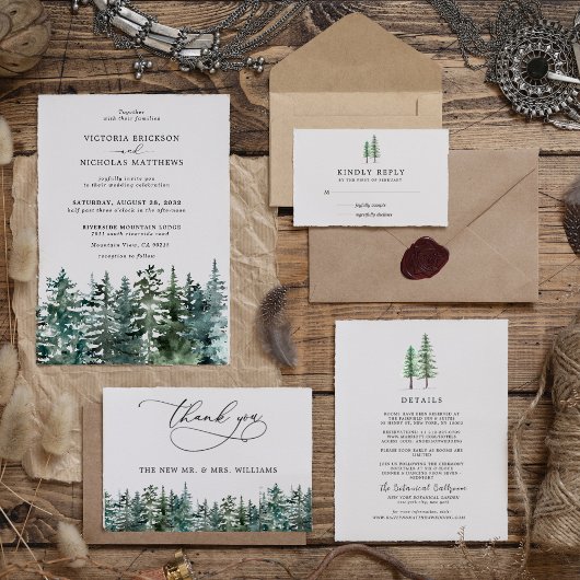 Die Hochzeitskollektion der Pinienwälder Begleitkarte