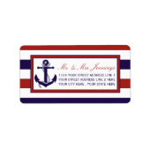Die Hochzeitskollektion der roten und der Marine Adressaufkleber (Vorne)