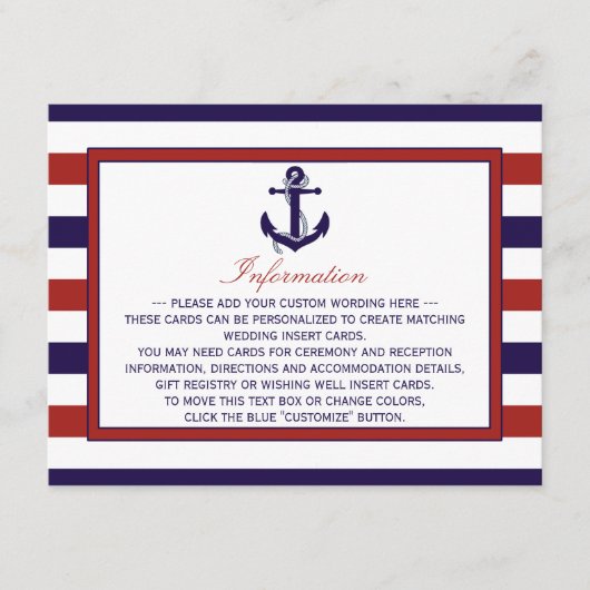 Die Hochzeitskollektion der roten und der Marine Begleitkarte (Vorderseite)