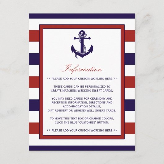 Die Hochzeitskollektion der roten und der Marine Begleitkarte (Vorderseite)