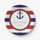 Die Hochzeitskollektion der roten und der Marine Pappteller (Vorderseite)