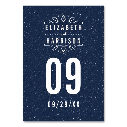 Die Hochzeitskollektion der Sternennacht Tischnummer (Rückseite)
