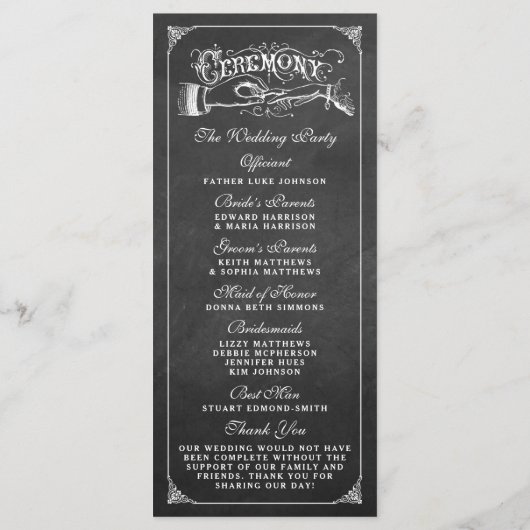 Die Hochzeitskollektion der Vintagen Ehe Programm (Rückseite)